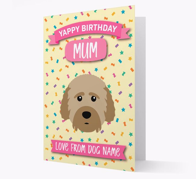 Personalised Card 'Yappy Birthday Mum' with {breedCommonName} Icon